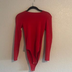 American Apparel Red Long Sleeved Bodysuit